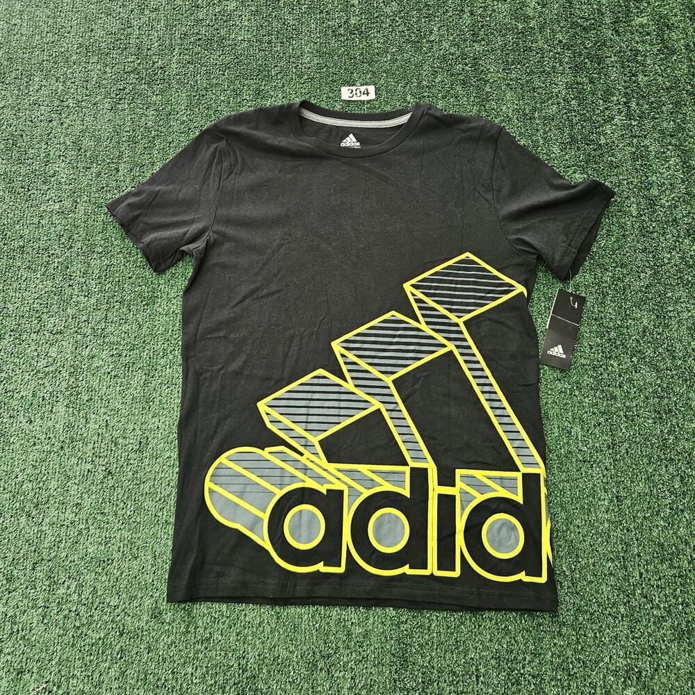 Adidas Boys 14/16 T shirt Black/Yellow NWT